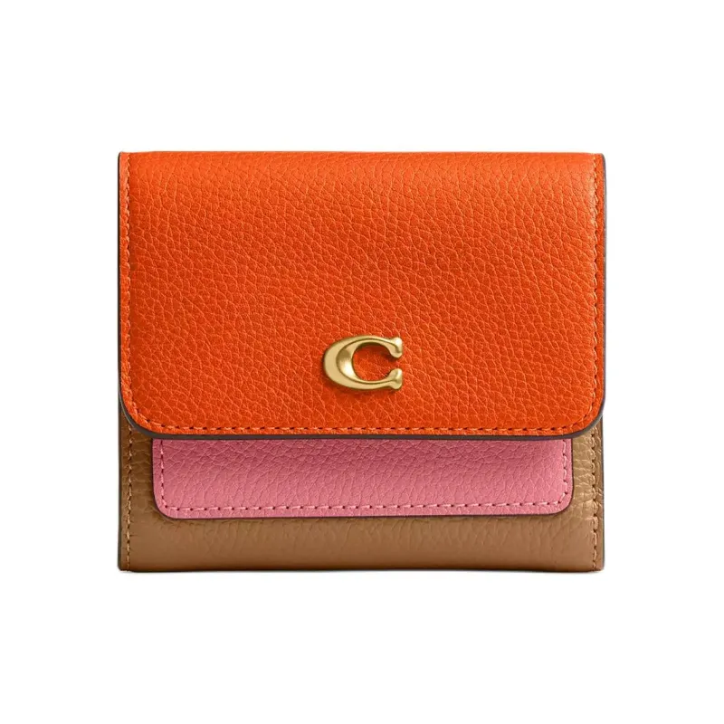 COACH Mira Leather Wallet Trumpets Women's Brass & Honey Brown-0