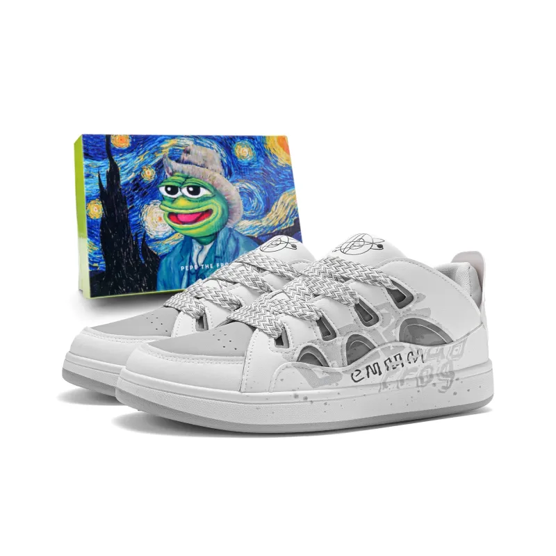 Pepe The Frog Cushioning Abrasion Resistant Balance Lightweight Breathable Low Top Skateboard Shoes Unisex-14