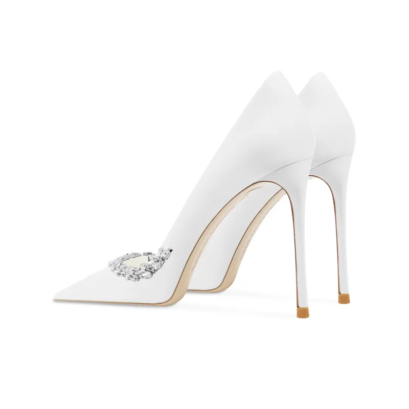 Ganxiaojie Slim Heel High Heels Women's White-3