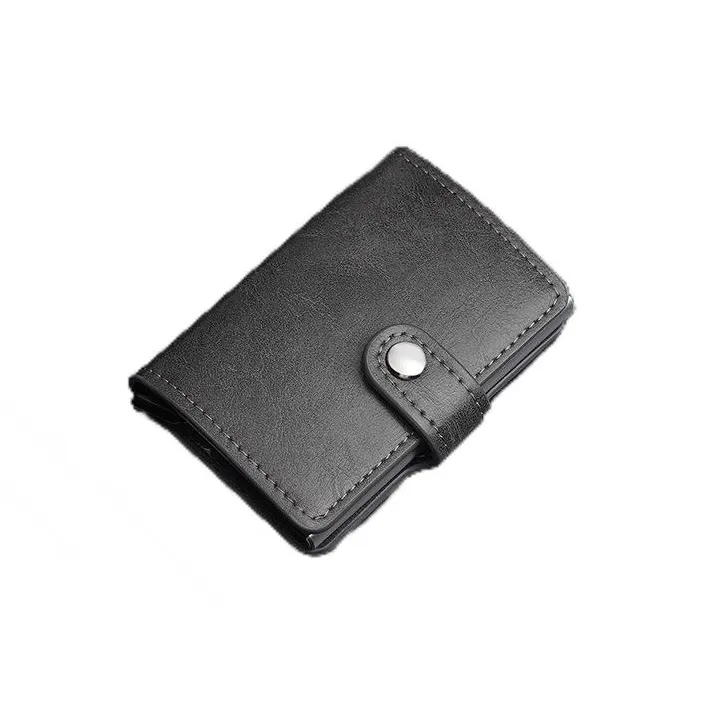 OUZIHUANG PU Card Holder Regular Unisex Black Brown Coffee Dark Blue Maroon Gray Carbon Fiber Texture Black-6