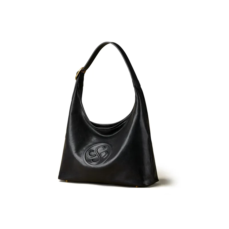 KAISER Top Grain Oil Wax Cow Leather Shoulder Bag, Shoulder Bag Regular Women's Amber/Black-9