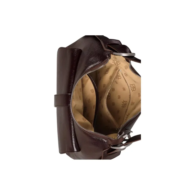 Kikawa Card Artificial Leather Saddle Bag, Shoulder Bag Medium Size Women's Dark Coffee-6