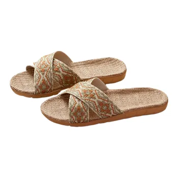 Gentle Welcome Home Linen Slippers Indoor Slip Resistant Cotton Linen Blend Home Soft Sole Slippers
