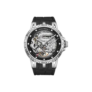 Welly Merck Dragon Series Automatic Mechanical Movement Rubber Strap Watch Men's Watches Silver Dial