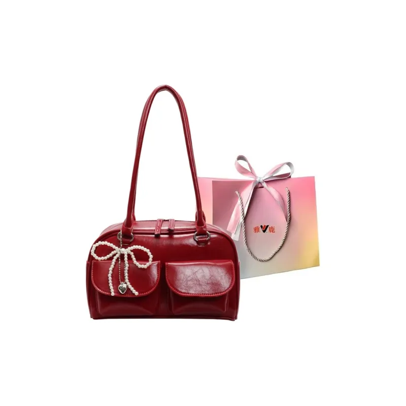 Yalu PU Shoulder Bag Women's Black/Red/Silver/White-6