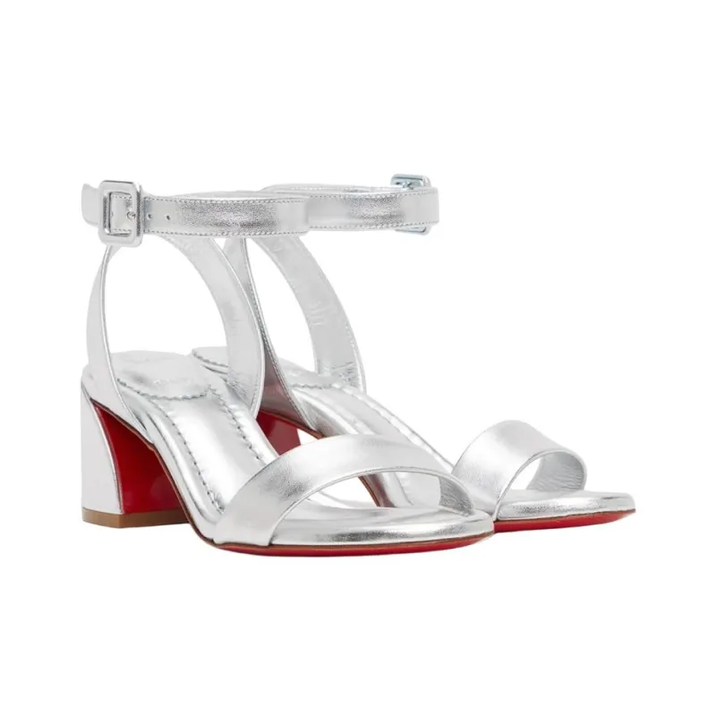 CL LUBOTING Miss Sabina One Strap Sandals 5.5cm Women's Silver-3