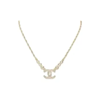 CHANEL Crystal Necklaces Unisex Gold