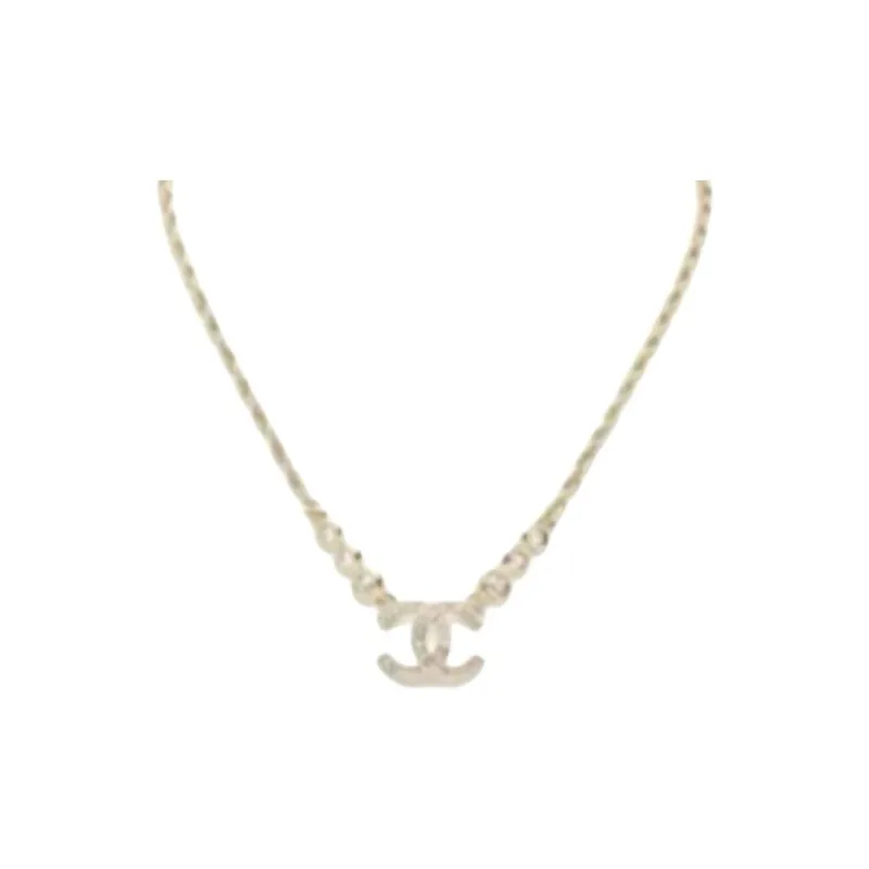 CHANEL Crystal Necklaces Unisex Gold-0