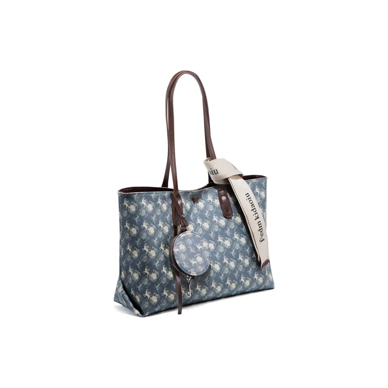 PAYOT Microfiber Synthetic Leather Tote Bag Shopping Bag Shoulder Bags Women's Blue-1