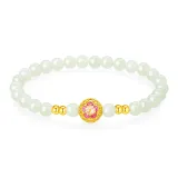 [Peach Blossom]Twelve Gods of Flowers Solid Gold Beaded Bracelet