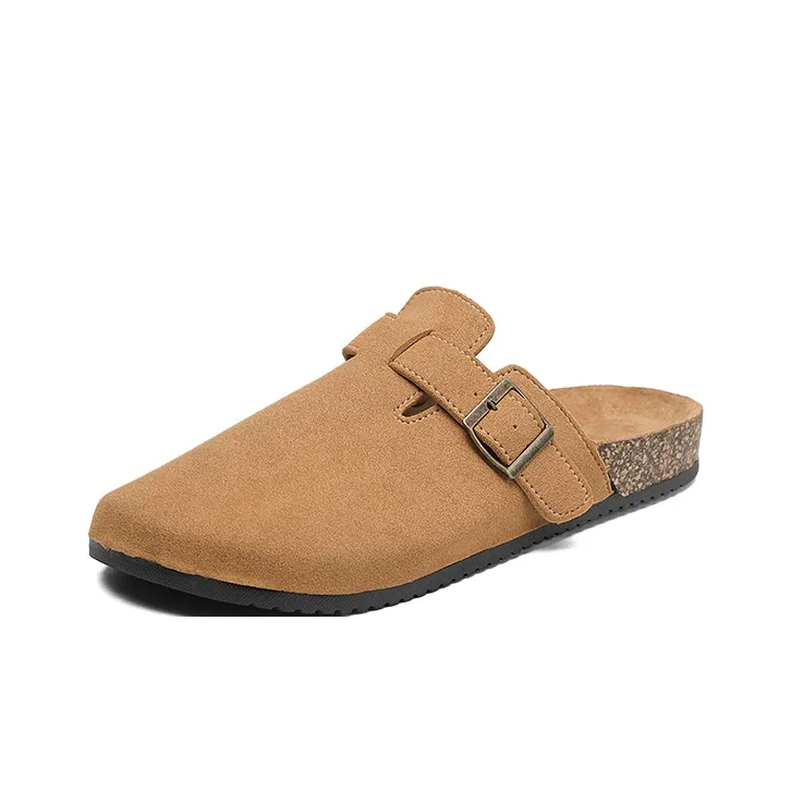 OUGLEMEN Cork Sole Slip Resistant Quiet Closed Toe Slippers Unisex Box Included-7