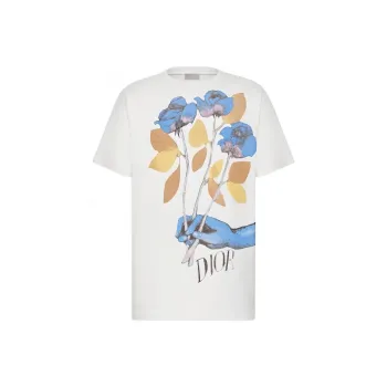 DIOR And Alex Foxton Printing Short Sleeve T-shirt White