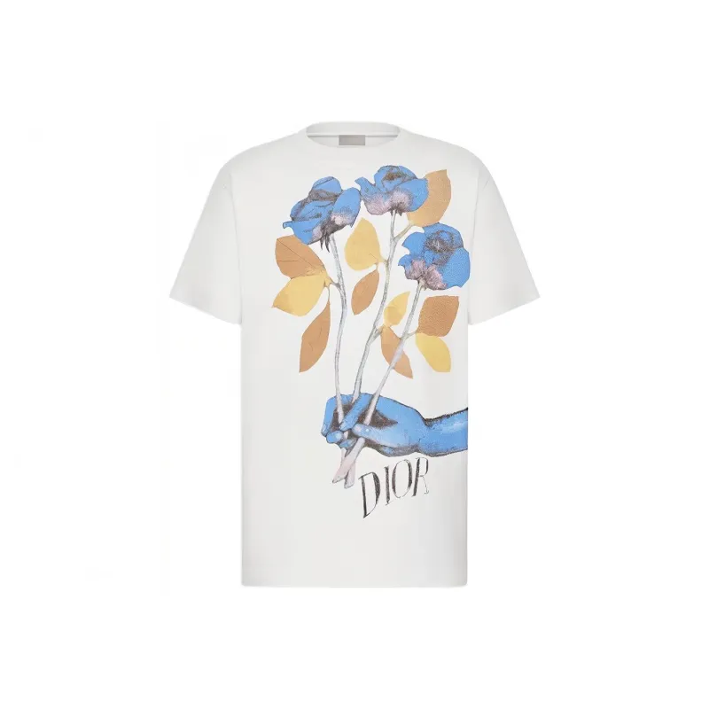 DIOR And Alex Foxton Printing Short Sleeve T-shirt White-0