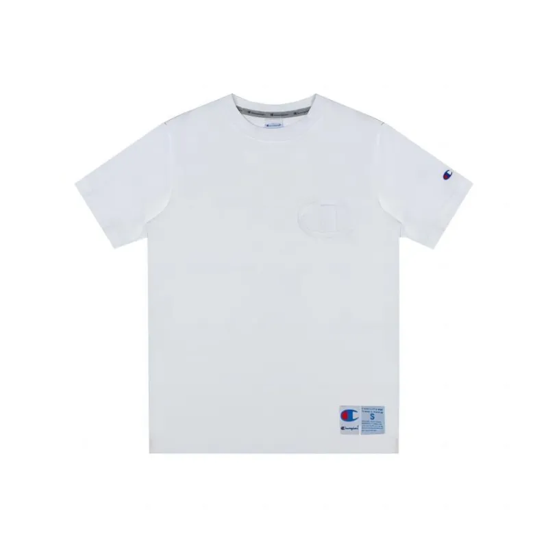 Champion Men Embroidered Logo Short Sleeve T-Shirt Japan Edition White-0