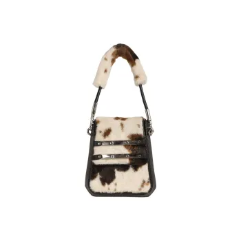 Kikawa Card Synthetic Leather Small Square Bag, One Shoulder Handbag Small Size Women's White Brown