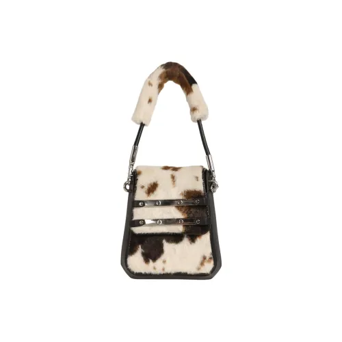 Kikawa Card Synthetic Leather Small Square Bag, One Shoulder Handbag Small Size Women's White Brown
