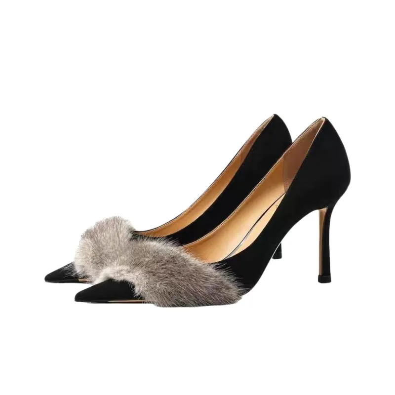 NTOZE Slim Heel High Heels Women's Black Gift Box Set-1