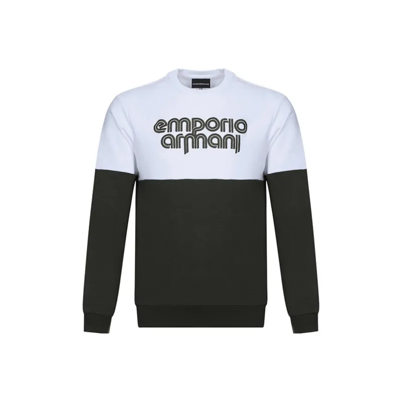 EMPORIO ARMANI Sweatshirts Men White Green Multicolor-0