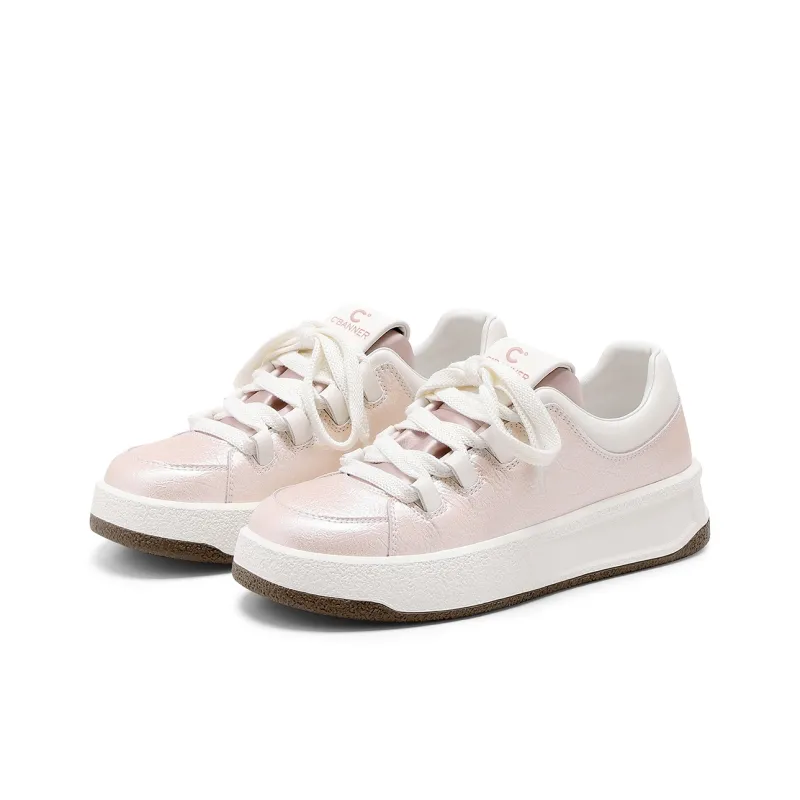 C°BANNER Abrasion Resistant Low Top Skateboard Shoes Women's Champagne Pink-2