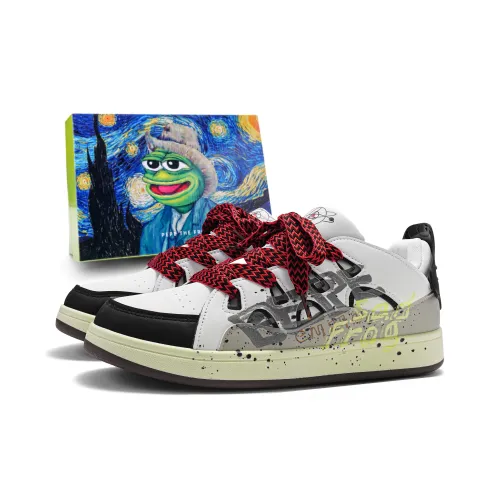 Pepe The Frog Cushioning Abrasion Resistant Balance Lightweight Breathable Low Top Skateboard Shoes Unisex