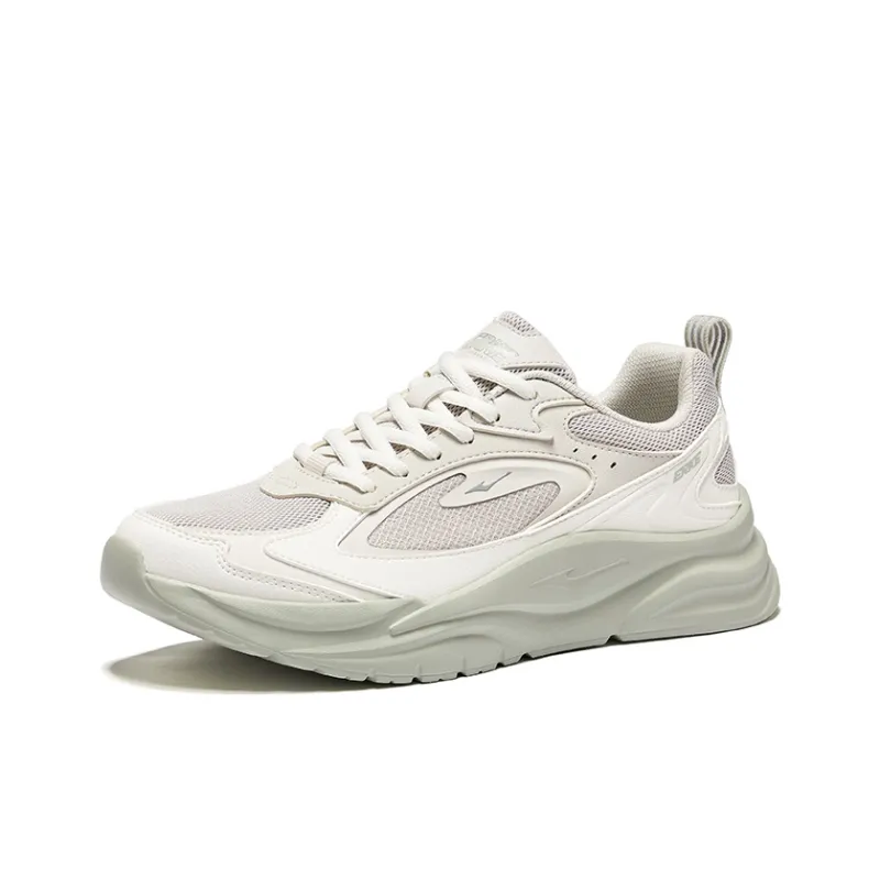 Erke Wear Resistant Breathable Height Increasing Low Top Casual Shoes Men's Gray White-2