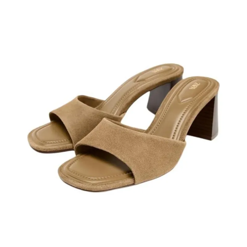 ZARA Abrasion Resistant Slide Slippers Women's Brown-2