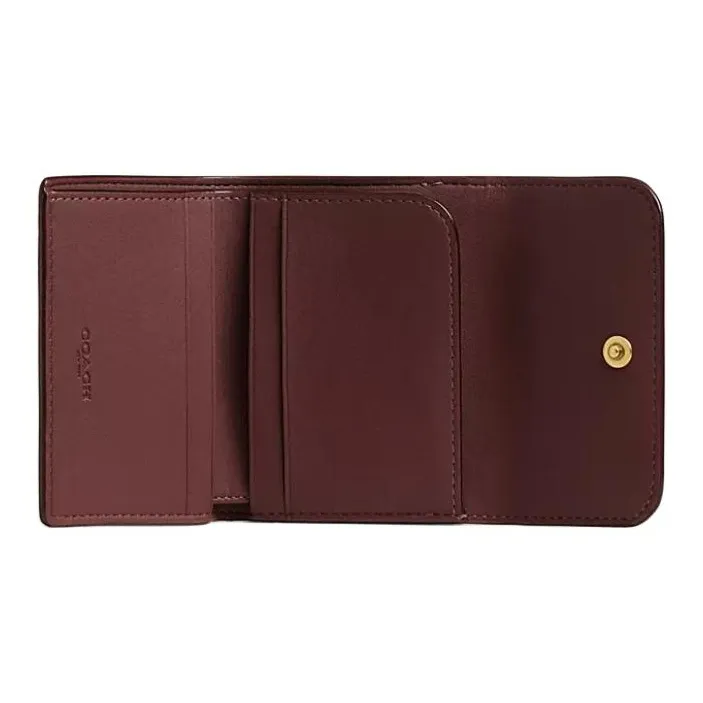 COACH Essential Coated Canvas With Calfskin Wallet Mini Women's Light Brown-1