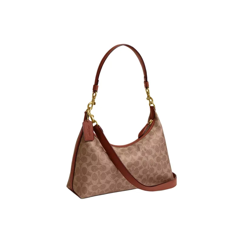 COACH Juliet Canvas Shoulder Bag Large Size Women's Caramel-1