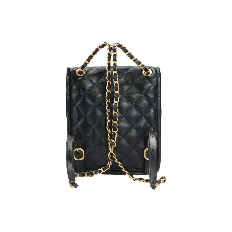 CHANEL Lambskin Backpack Women's Black-2