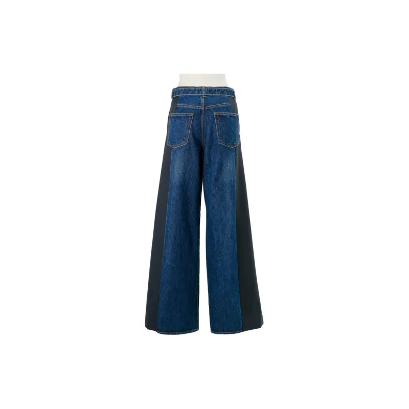 Sacai Contrast panel Wide leg Jeans-1