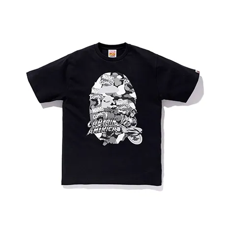 A BATHING APE X Marvel Comics Camo Captain America Tee