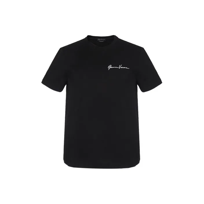 VERSACE Gv Signature Embroidered T Shirt 'Black'-0
