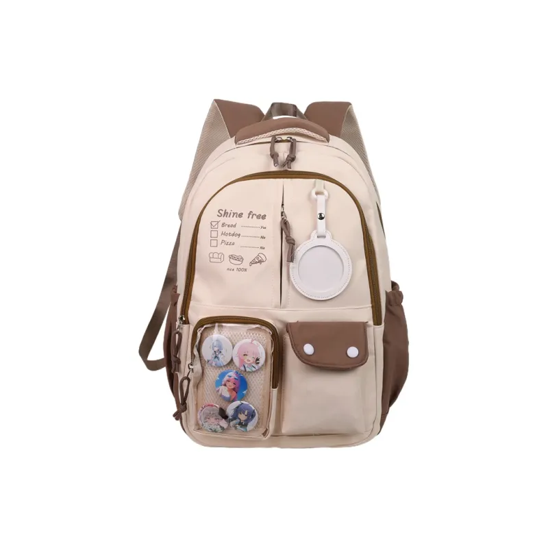 Deli Bear Nylon Backpack Regular Unisex Black/Pink/White/Khaki/Blue-15