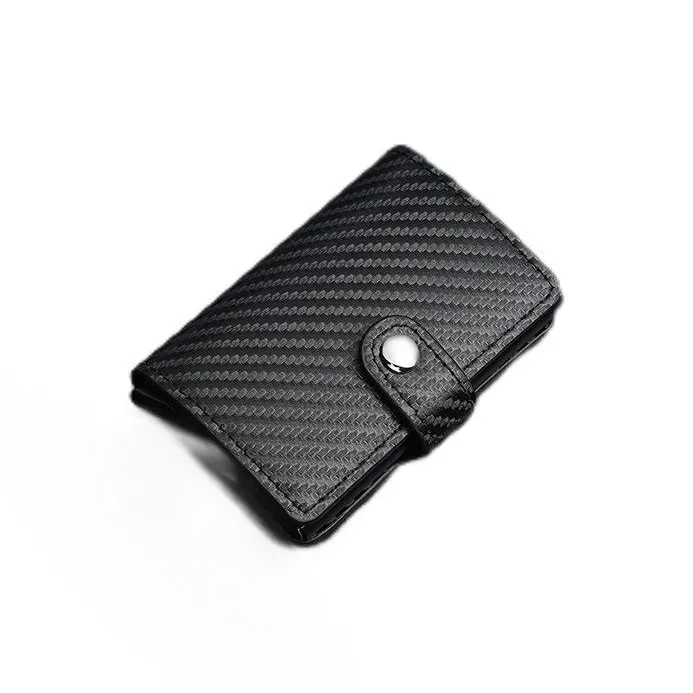 OUZIHUANG PU Card Holder Regular Unisex Black Brown Coffee Dark Blue Maroon Gray Carbon Fiber Texture Black-1