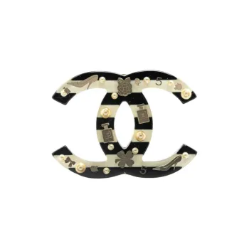 CHANEL 2006 Cc Resin Faux Pearl Charms Brooch Costume Brooch