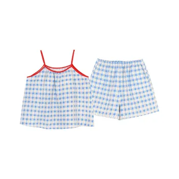 BONAS Pajama Set Women's Color Blocking Polka Dot