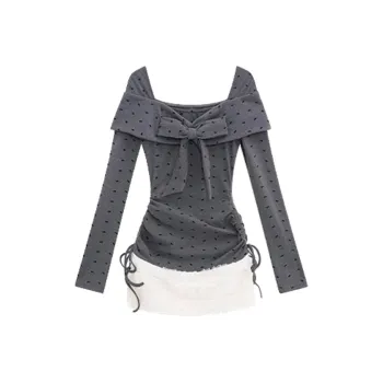 Long Sleeved Dress Style Women's Gray Single Item