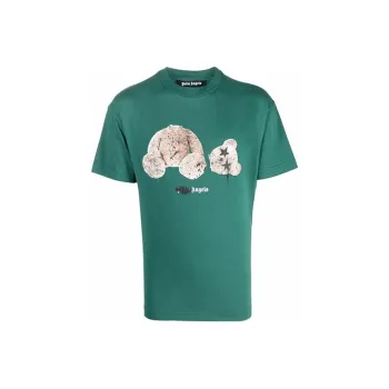 PALM ANGELS Bear Print Sprayed Logo T shirt