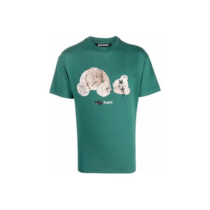 PALM ANGELS Bear Print Sprayed Logo T shirt-0