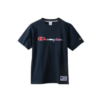 Champion Crew Neck Loose Fit Straight Short Sleeved T Shirt Japan Version Unisex Navy Blue