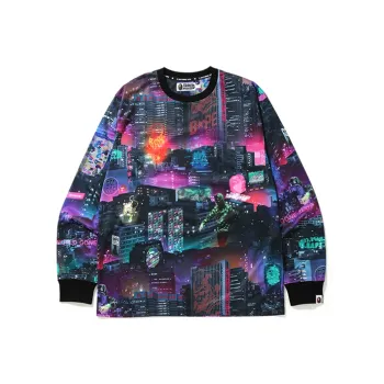 A BATHING APE Neon Tokyo L/S Tee