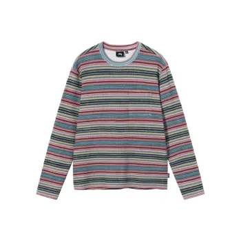Stussy Printed Multi Stripe Long Sleeve Crew