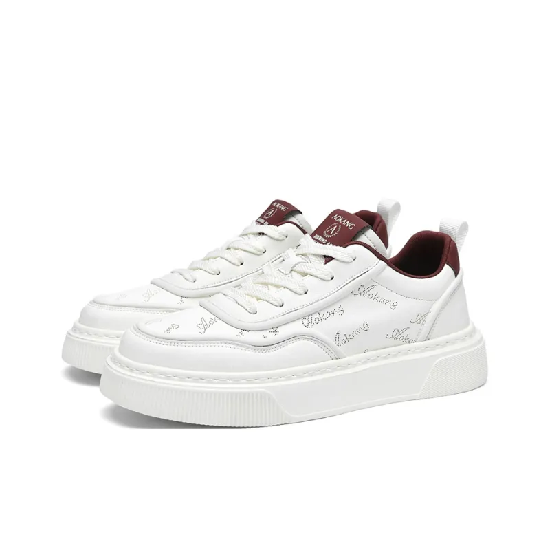 AOKANG Air Force One Series Skateboard Shoes Men Low Top White Red, Beige Brown-2