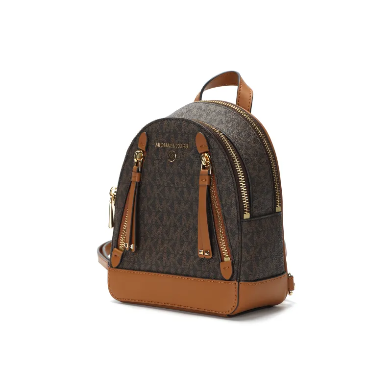 MICHAEL KORS MK Brooklyn Canvas Backpack Extra Small Women's Brown & Acorn-1