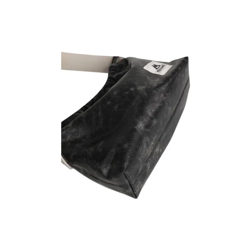 Kikawa Card Synthetic Leather Tote Bag, Shopping Bag, Shoulder Bag Medium Size Women's Black-6