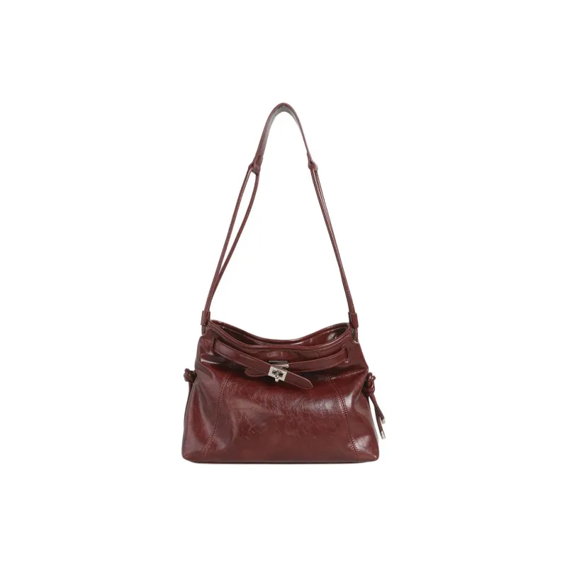 Kikawa Card Synthetic Leather Shoulder Bag Medium Size Women's Burgundy-1