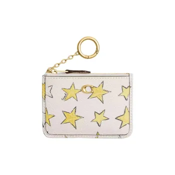 COACH Essential Leather Card Holder Women's White & Yellow