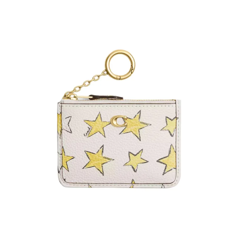 COACH Essential Leather Card Holder Women's White & Yellow-0