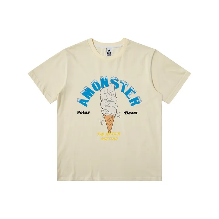 AMONSTER Straight T-Shirt Unisex Milk Tea Beige-0