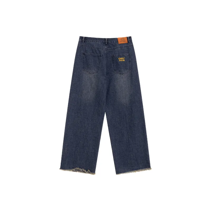 QISENYAR Jeans Unisex Washed Blue-1